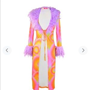🌸Elsie & Fred Albufeira Jersey Longline Fur trim Coat cardigan 🤩🌸